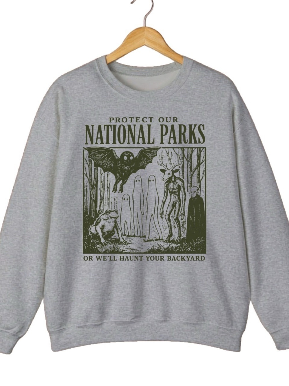 Protect Our National Parks Grey Graphic Crewneck Sweatshirt